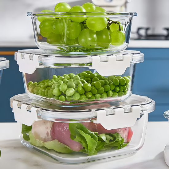 Glass Tupperware with Plastic Lid – 630 ml